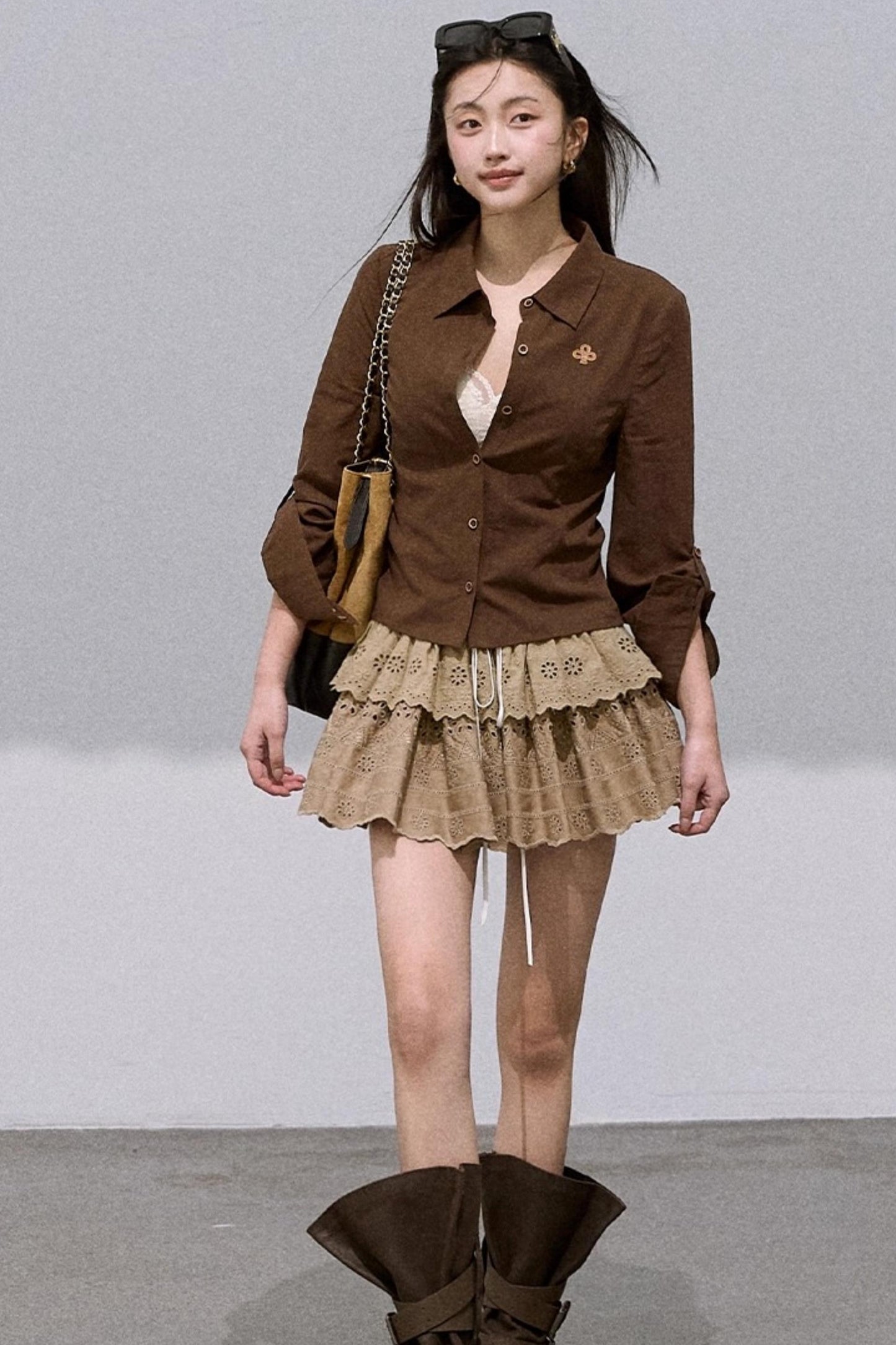 Lyocell Perforated Embroidered Puffy Cake Skirt