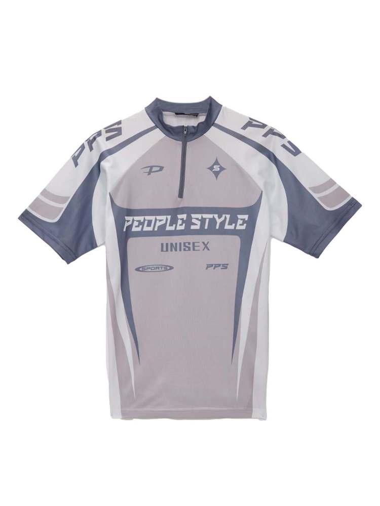 High Neck Logo Cycling Jersey Tops