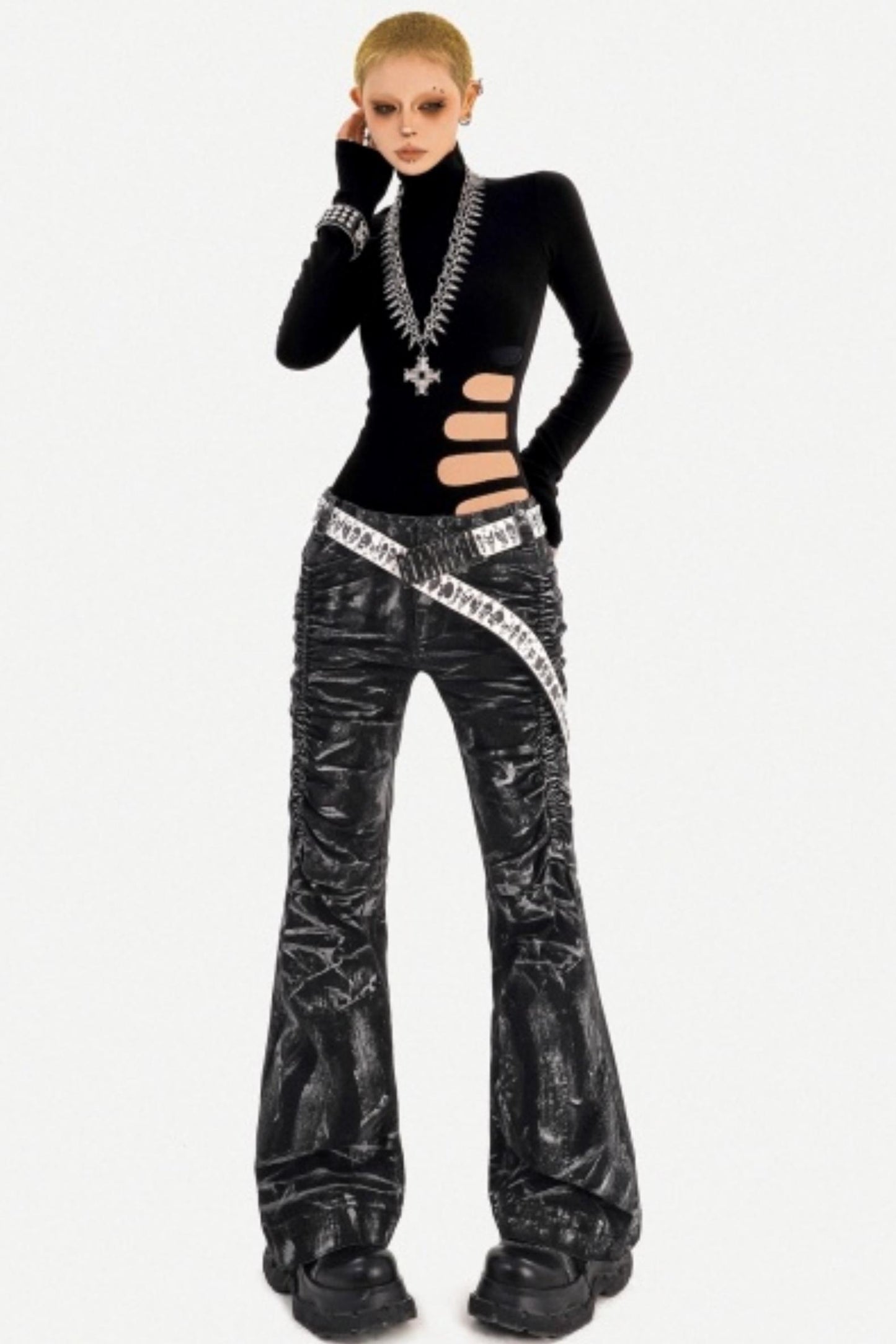 Deconstructed Black Denim Pants