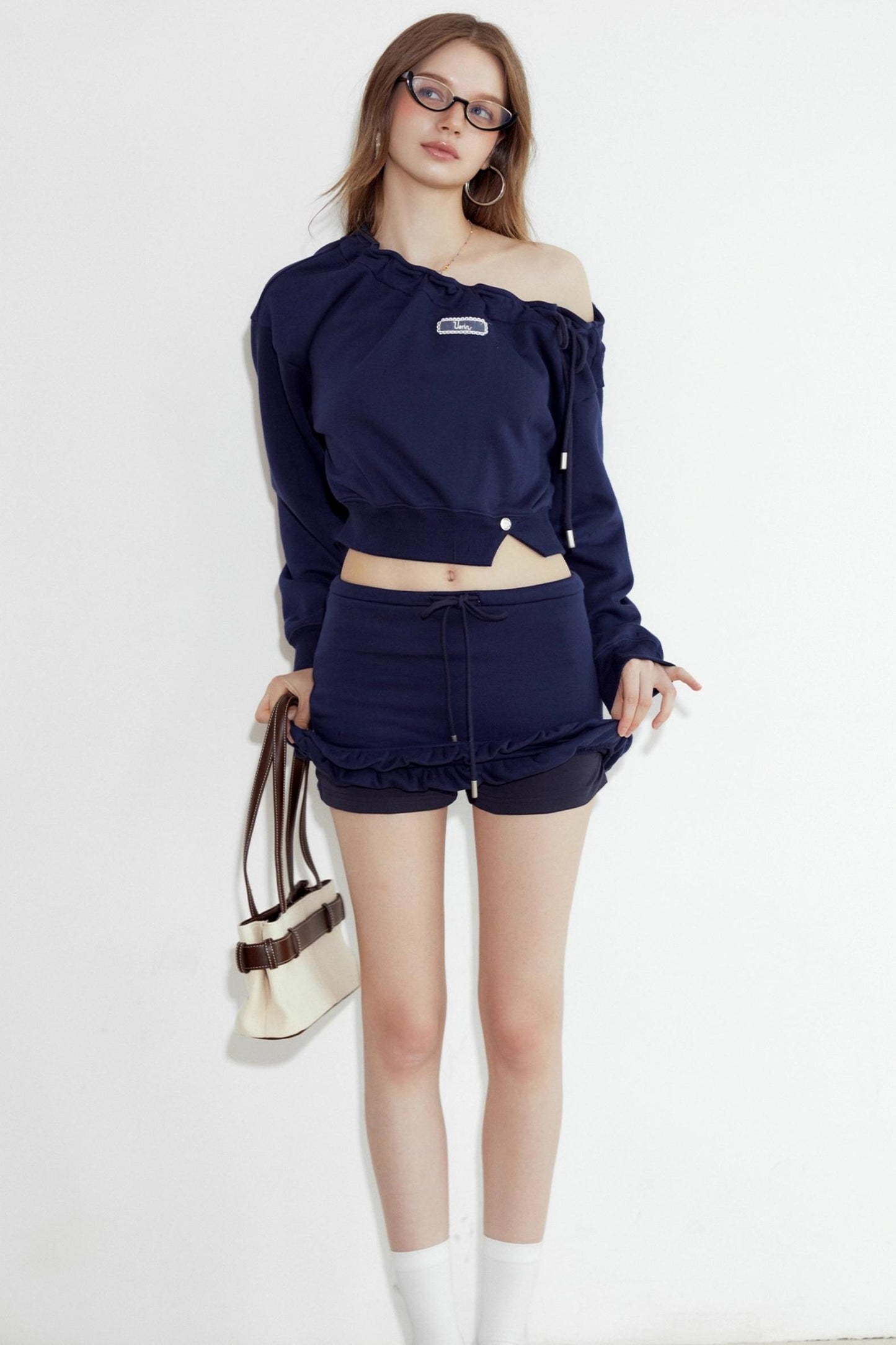 Cropped Sweatshirt Ruffle Set-Up