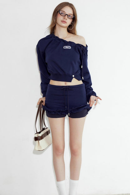 Cropped Sweatshirt Ruffle Set-Up