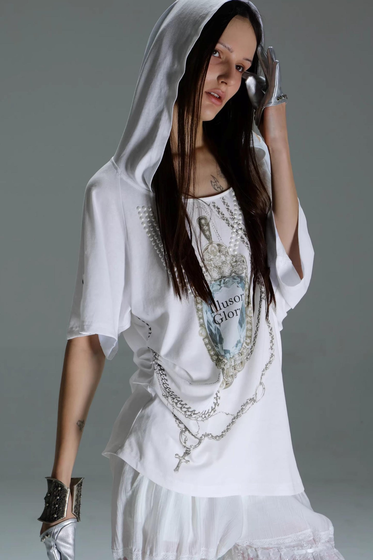 Retro Gemstone Hooded Top