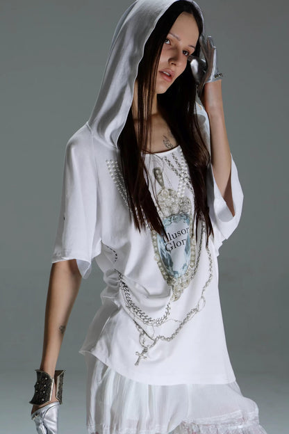 Retro Gemstone Hooded Top