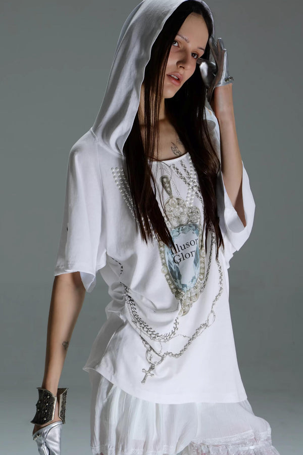 Retro Gemstone Hooded Top