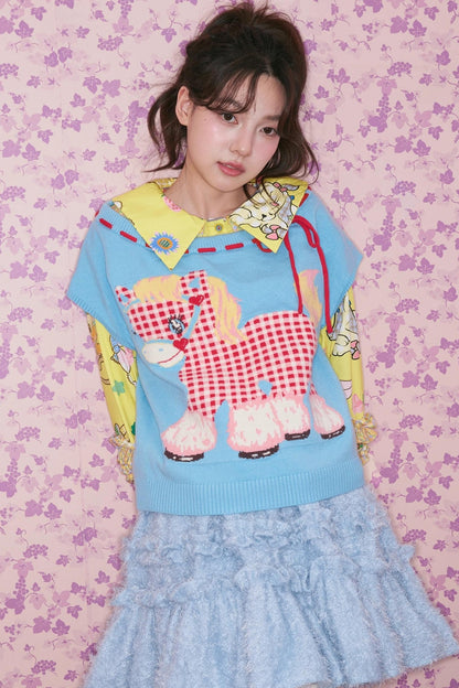 Plaid Pony Knitted Vest