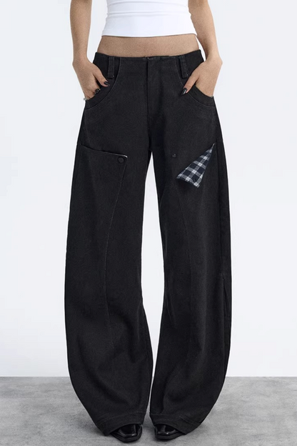 Dekonstruktierte Matte Schwarze Karohose