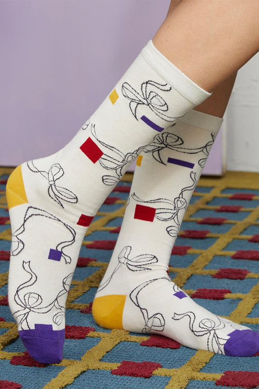 Vintage Clash Bow Jacquard Socks