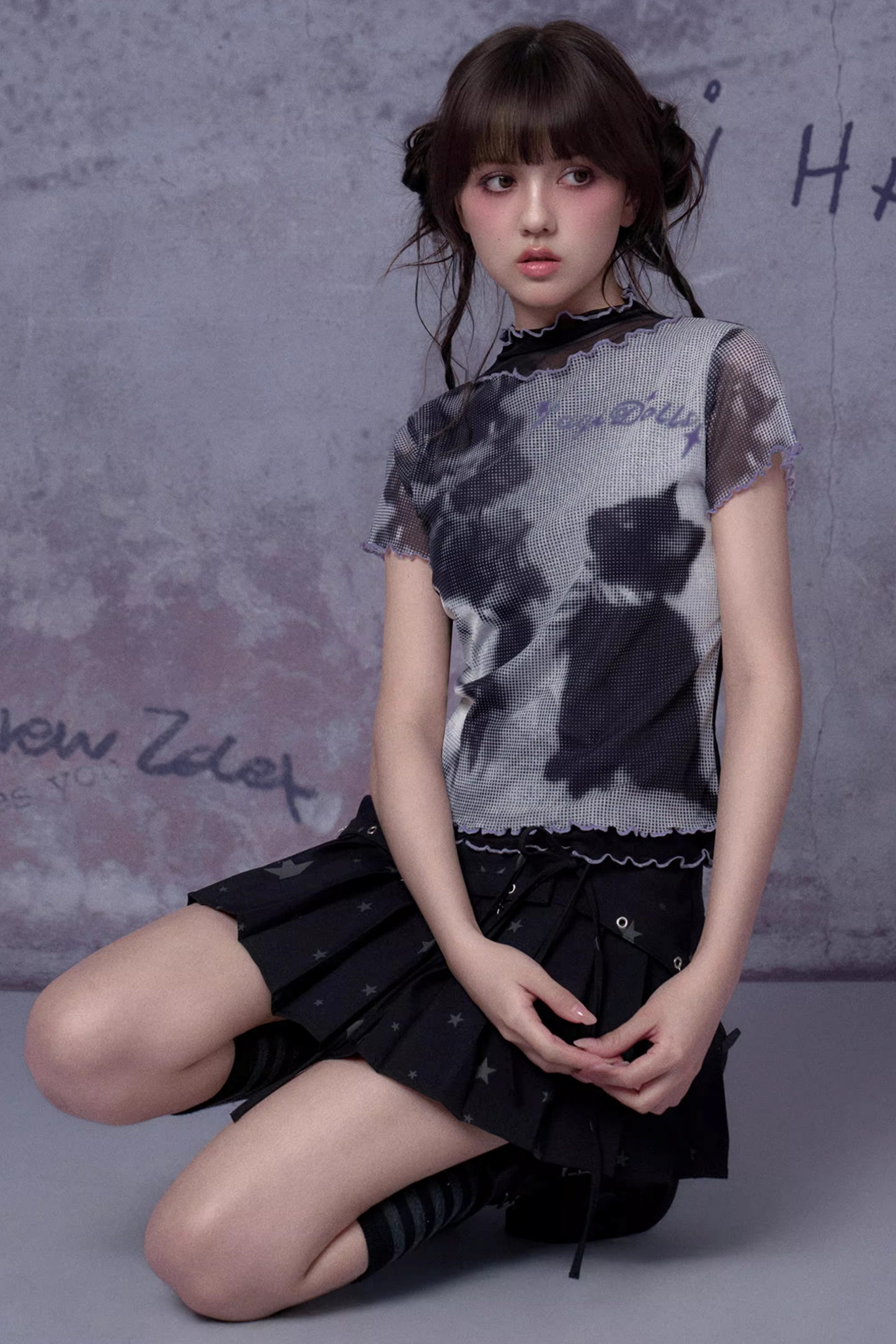 Retro Double-Layer Mesh Top