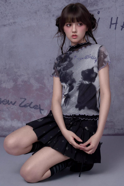 Retro Double-Layer Mesh Top