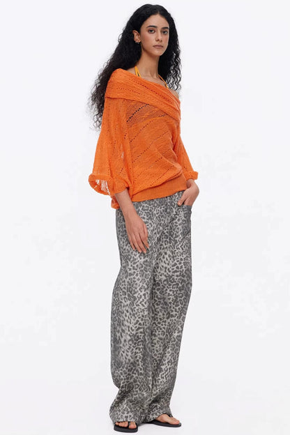 One-Shoulder Oversized Knit Blouse