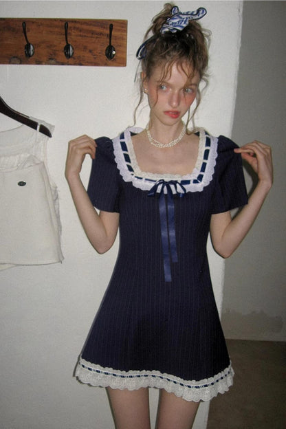 Striped Lace A-line Dress