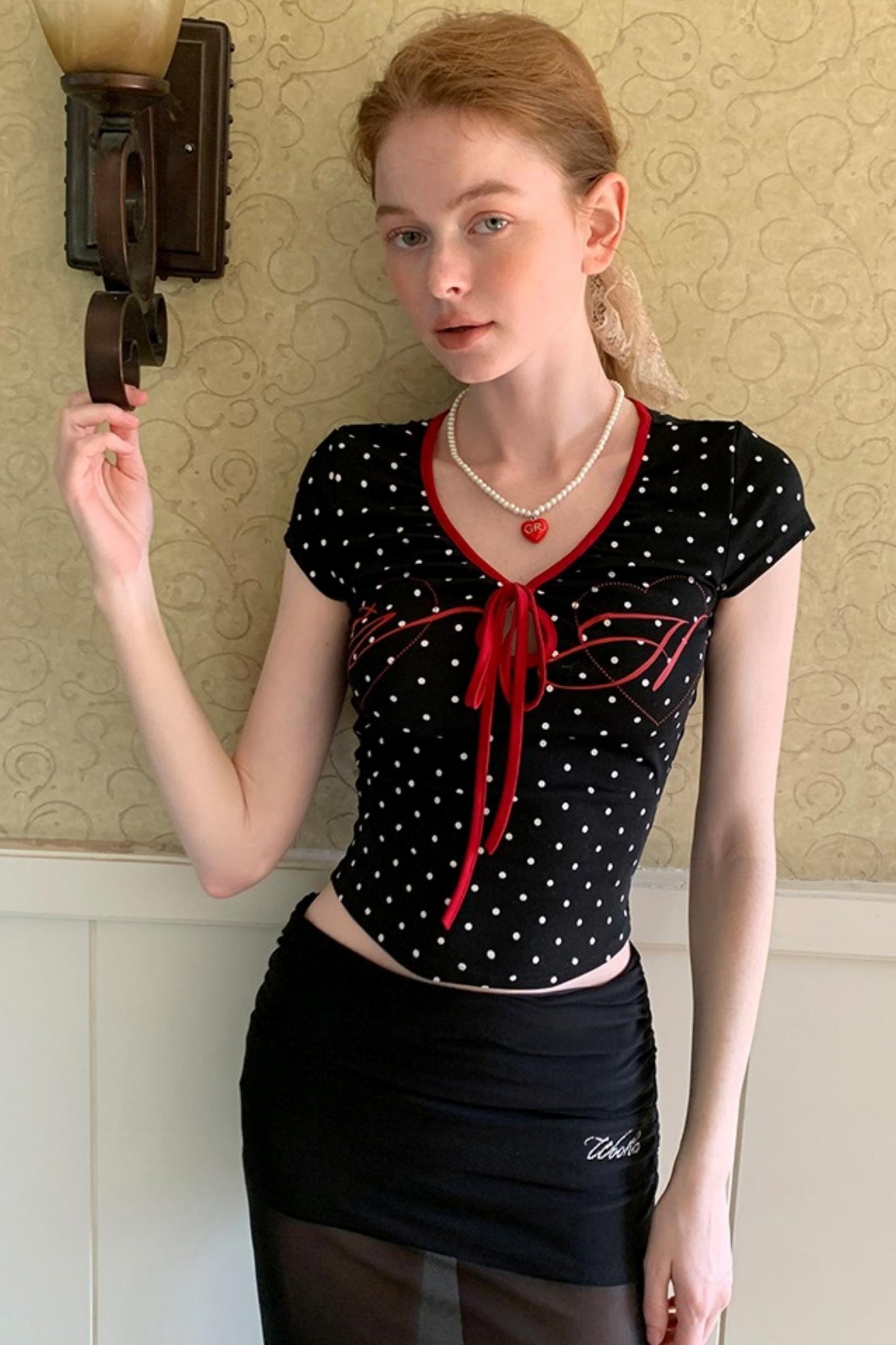 Summer Polka Dot V-Neck Tee