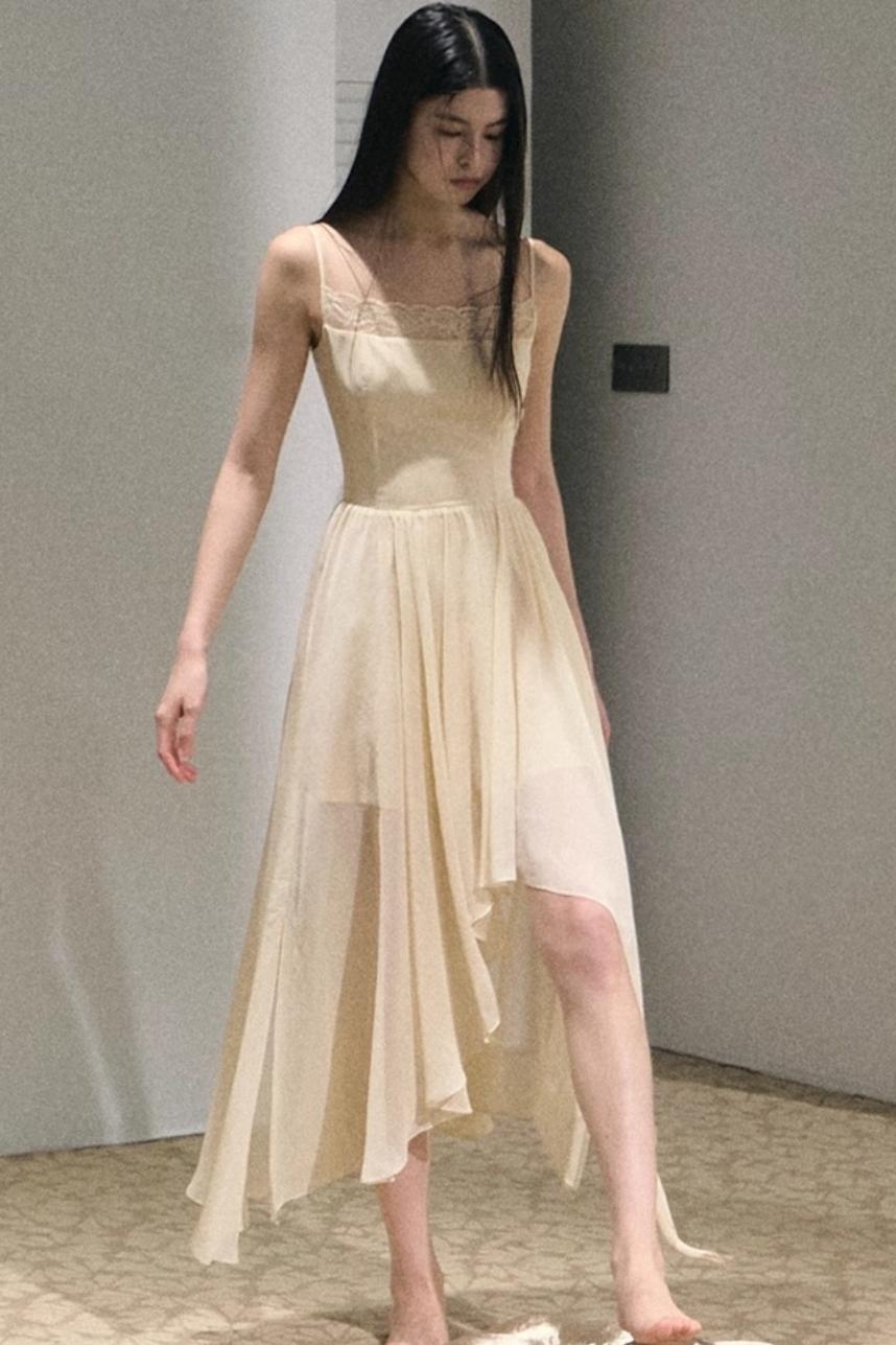 Dandelion Pleated Chiffon Slip Maxi Dress