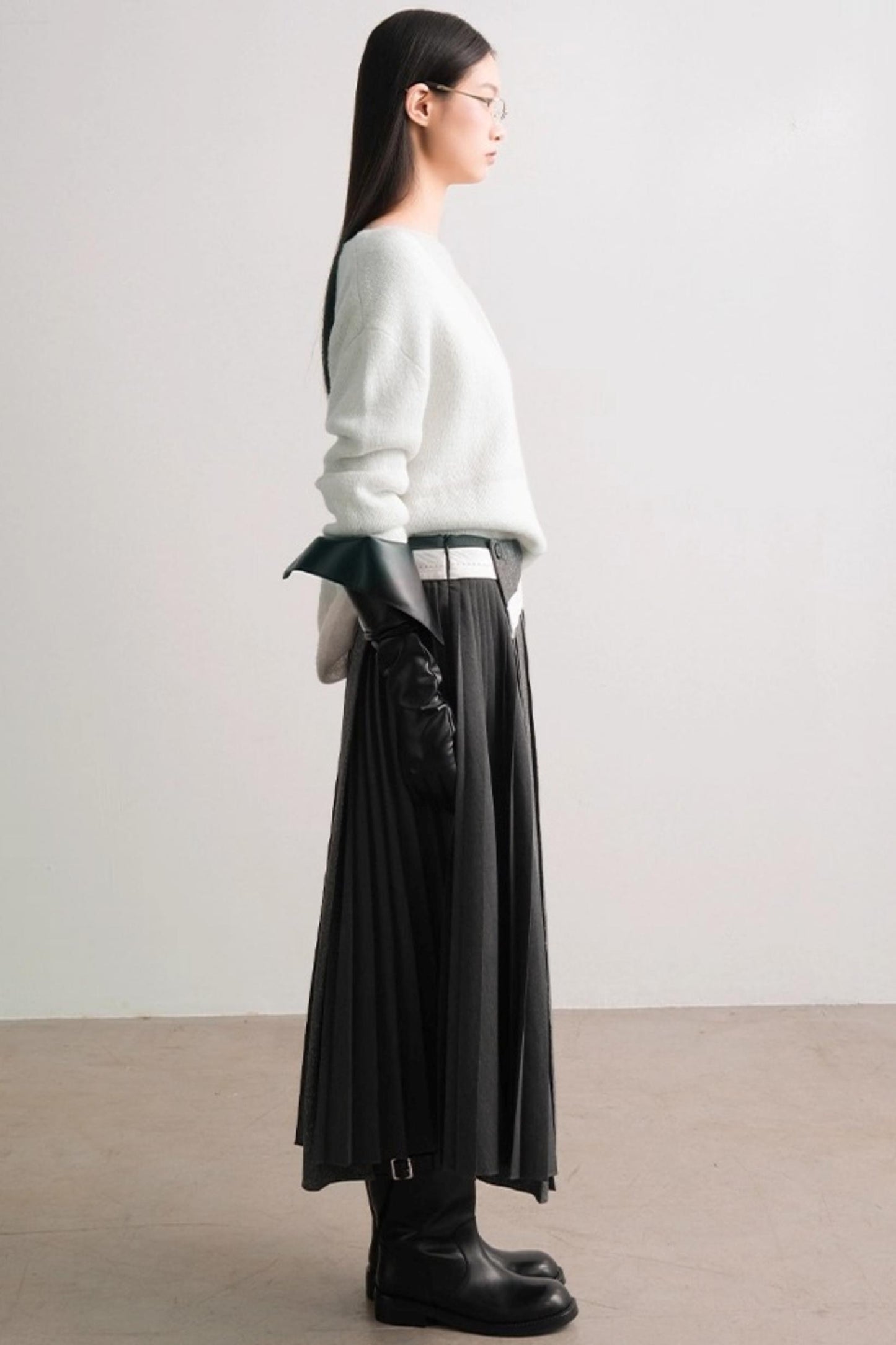 Translucent Knit V-Neck Top