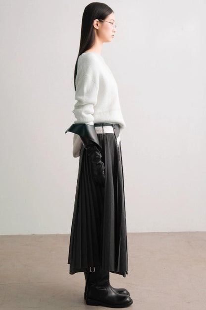 Translucent Knit V-Neck Top