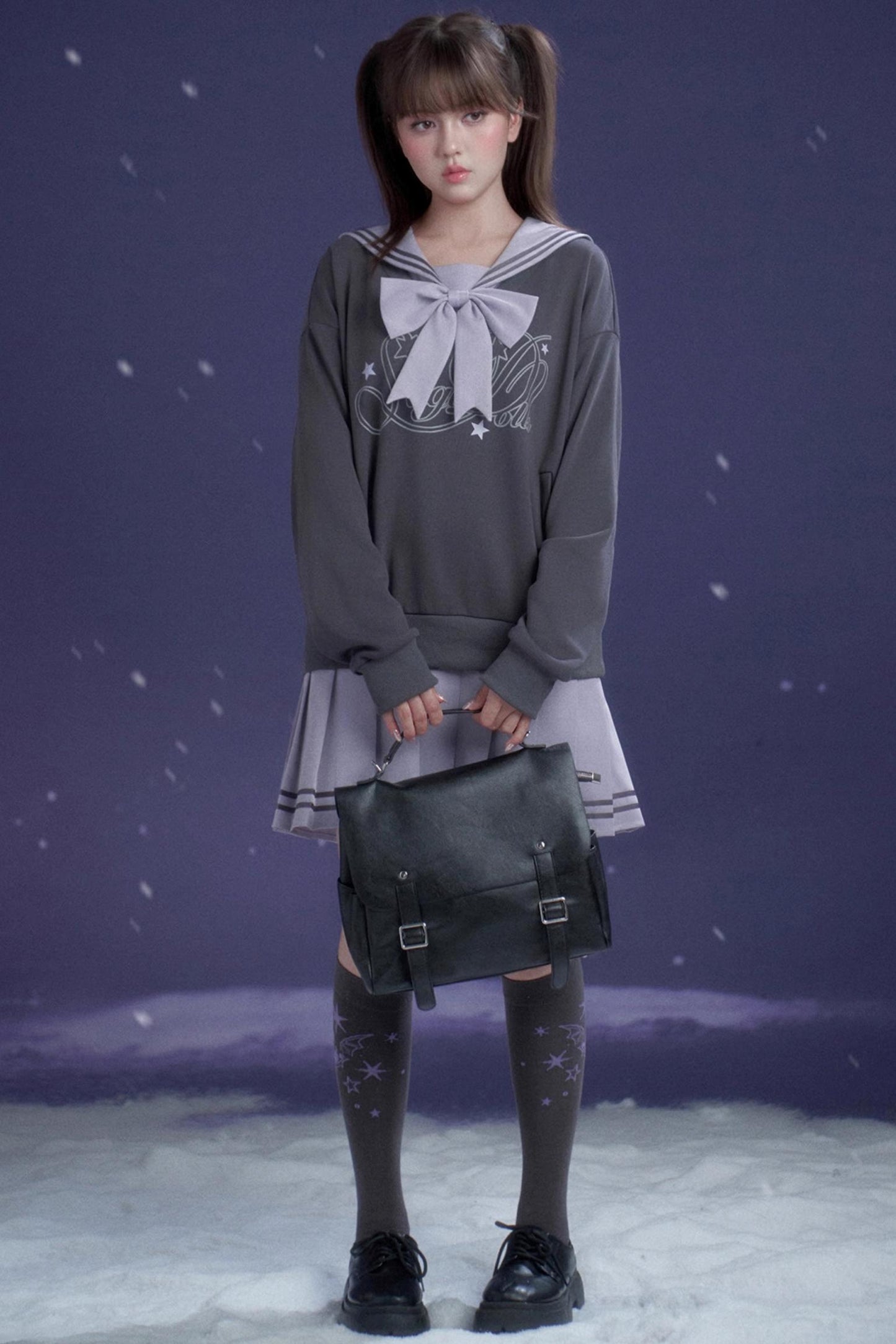 Oxygen Gray-Purple Sailor Dress