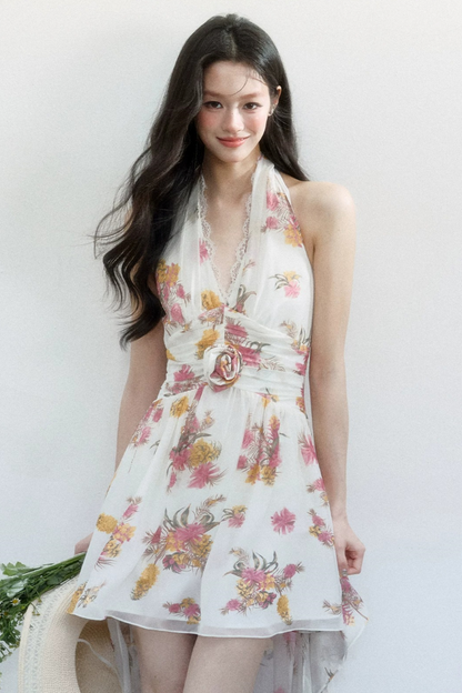 Chiffon Floral V-Neck Dress