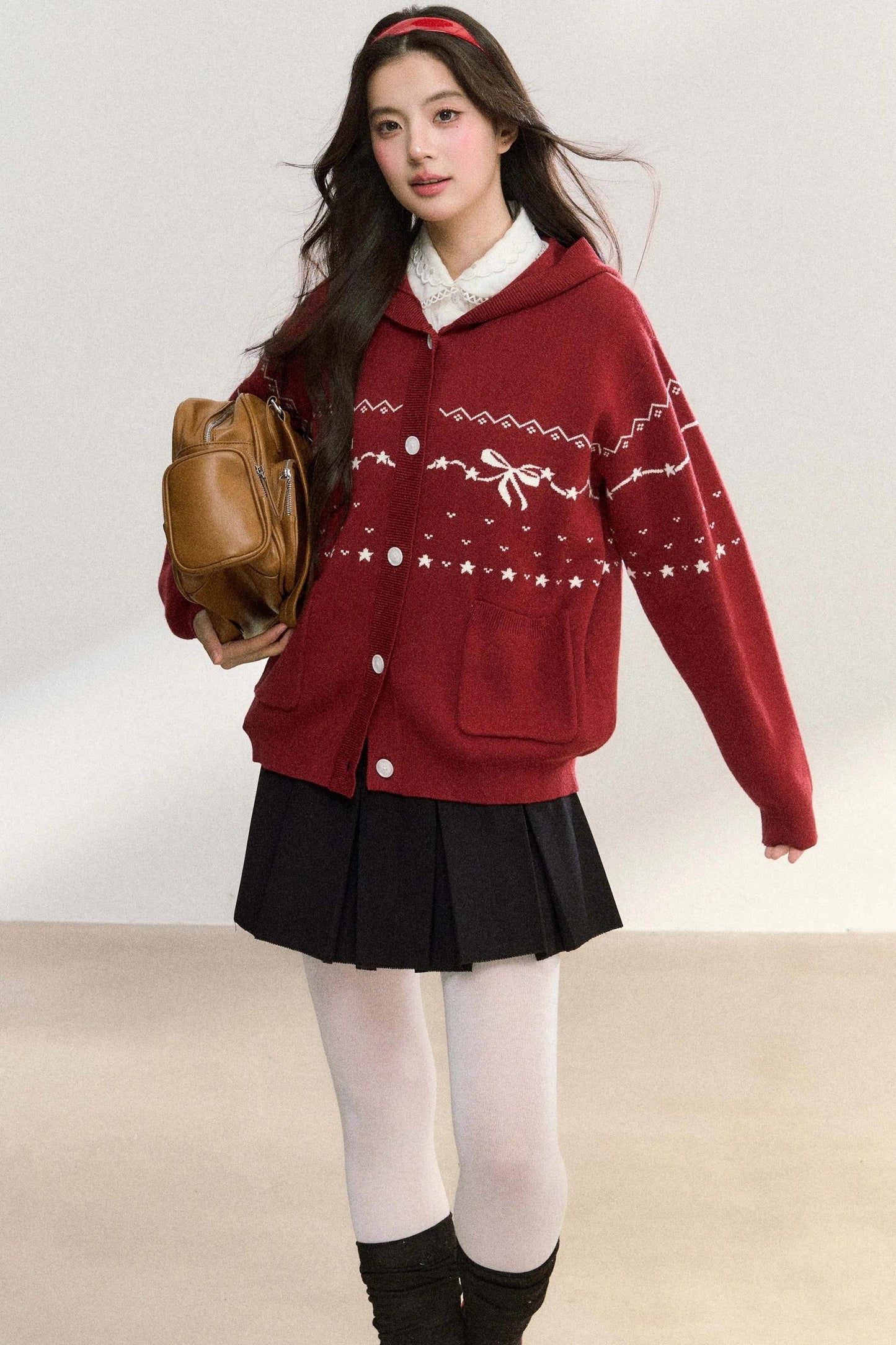 Fair Isle Hooded Knit Jacket