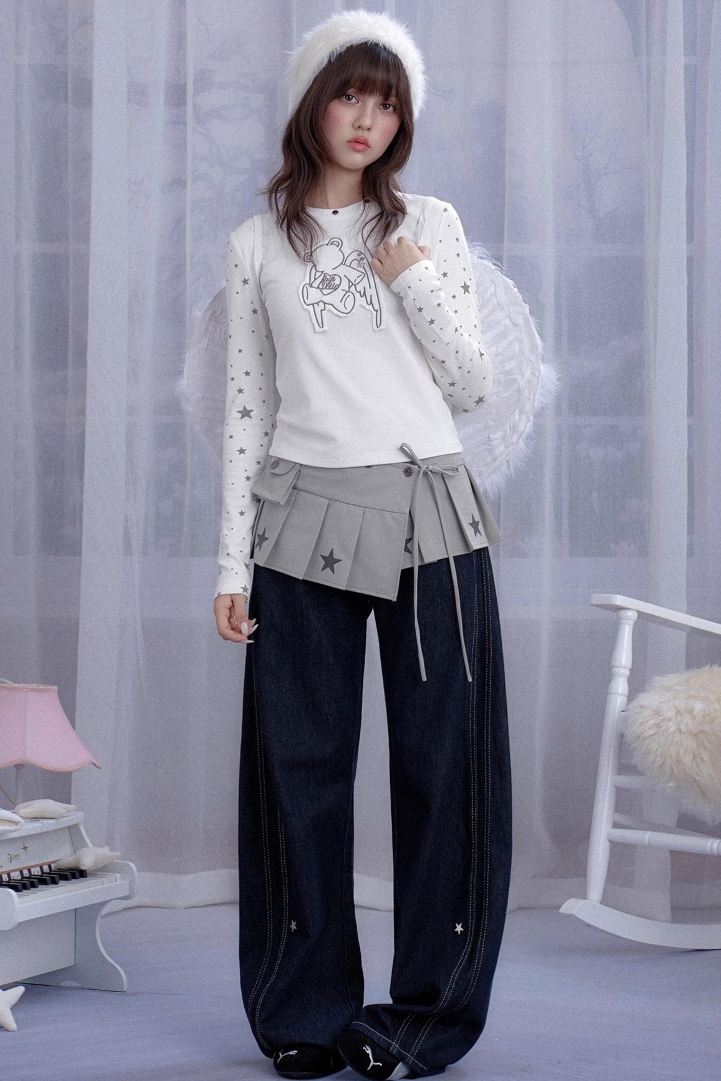 Dream Core Gray Stars Skirt