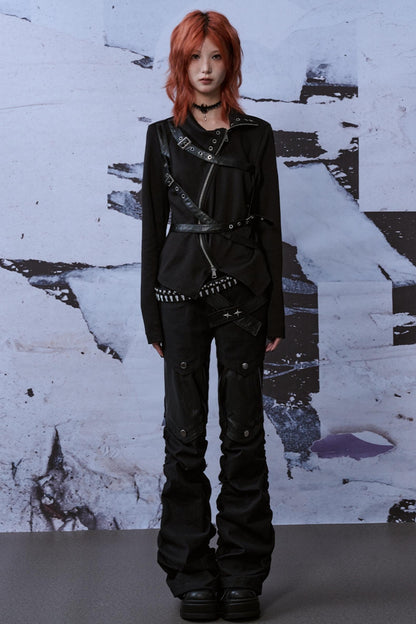 Metallic Turtleneck Knit Top