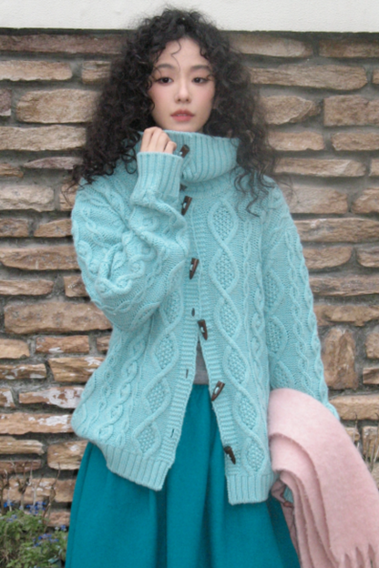 Wool Cable Knit Cardigan