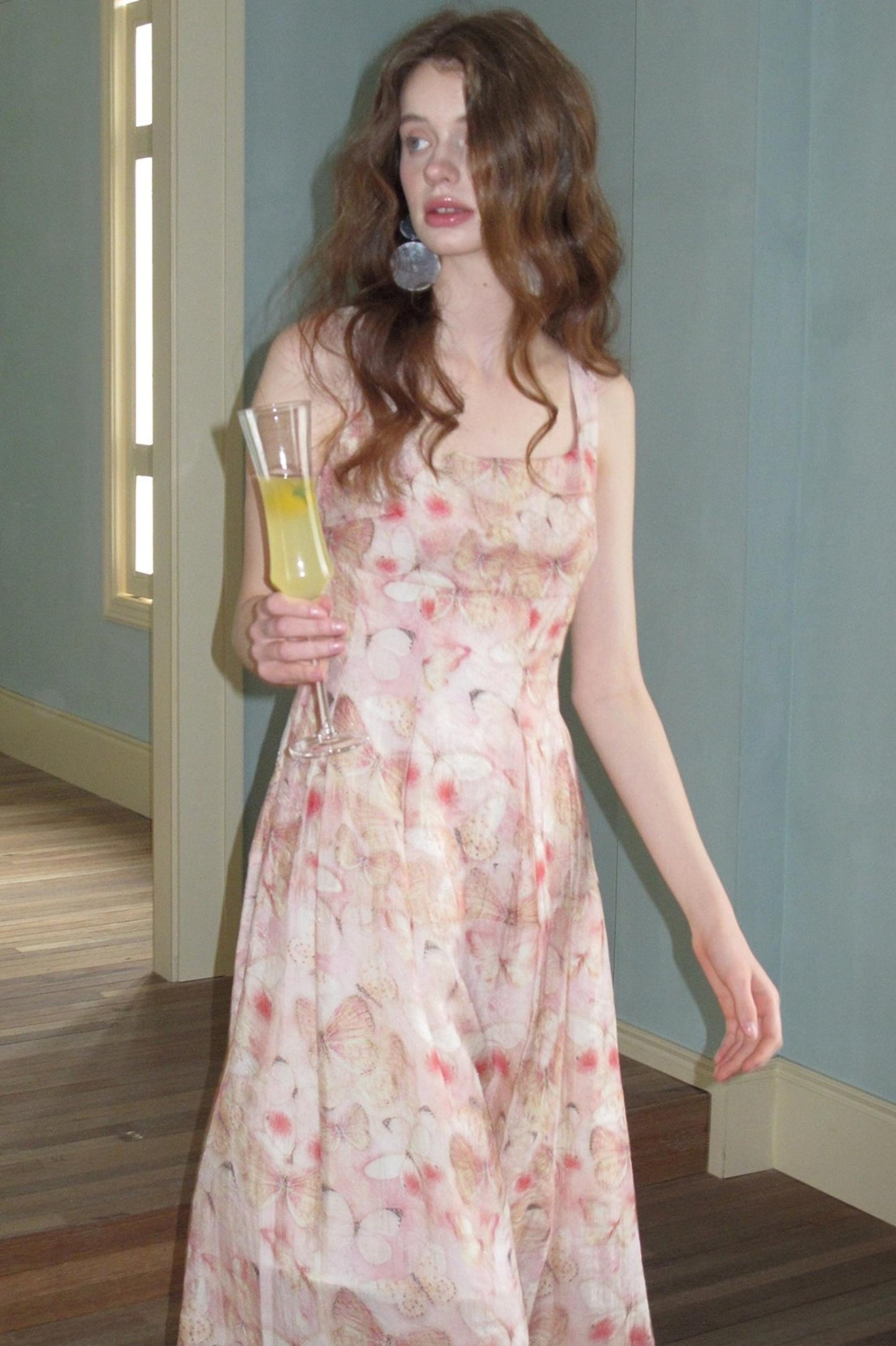 Slim Butterfly Sheer French Dress