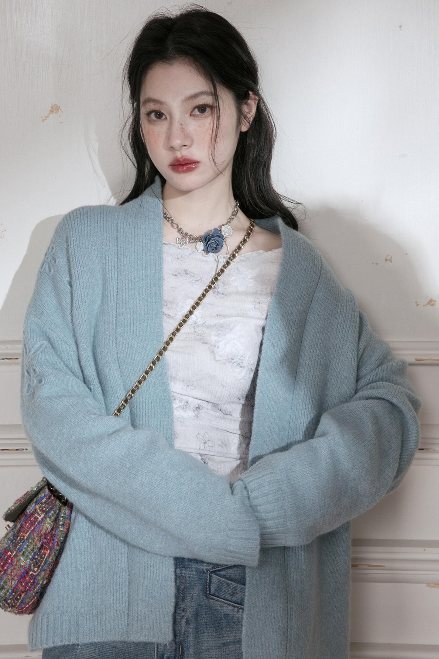 Hand-Cranked Jacquard Woolen Sweater Set