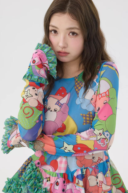 Two-Tone Lace Trim Top