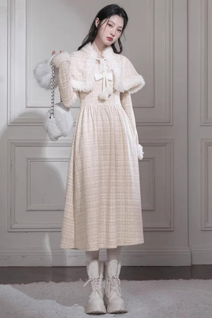 Vanilla Samt Tweed Kleid Set