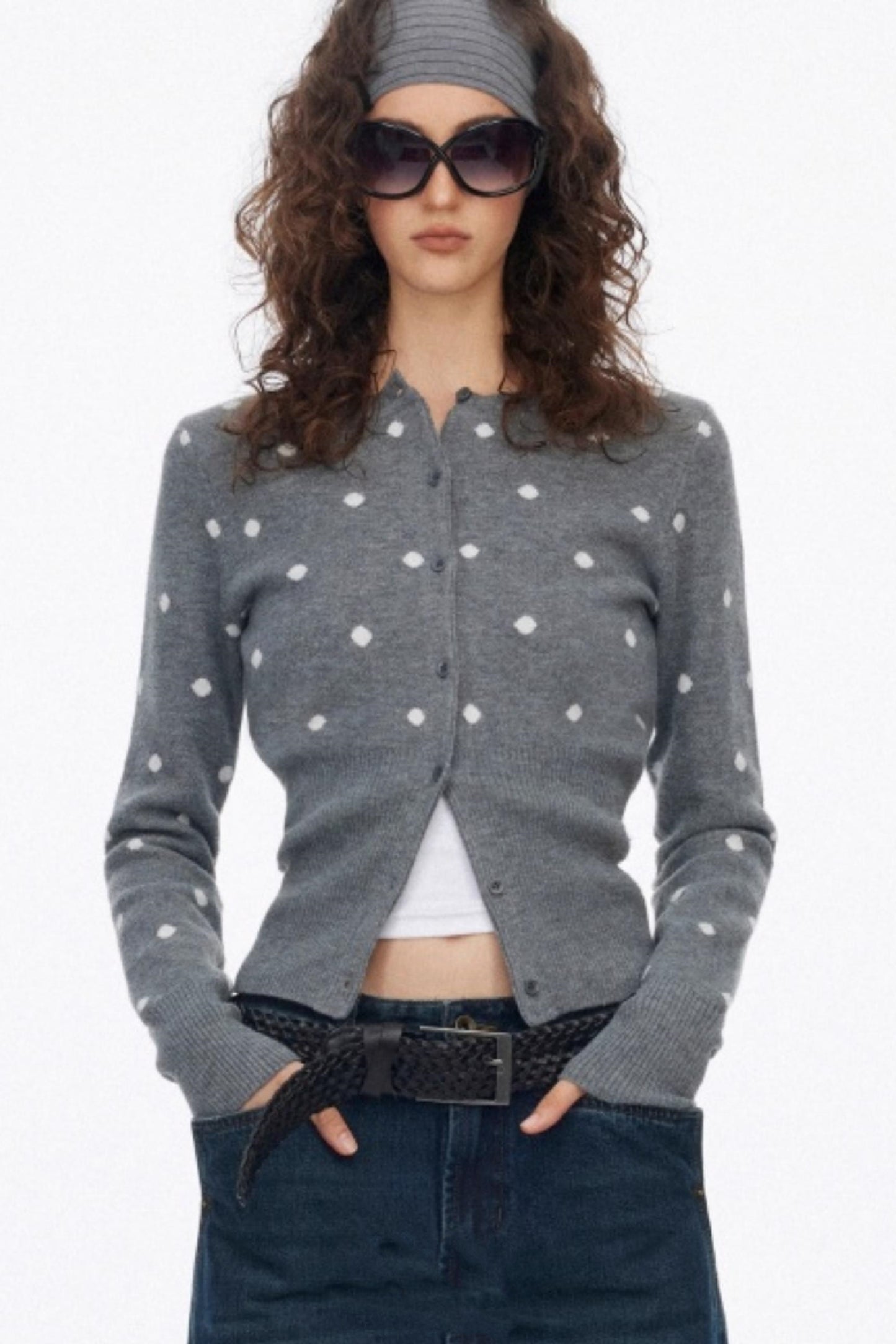 Vintage Polka Dot Slimming Cardigan