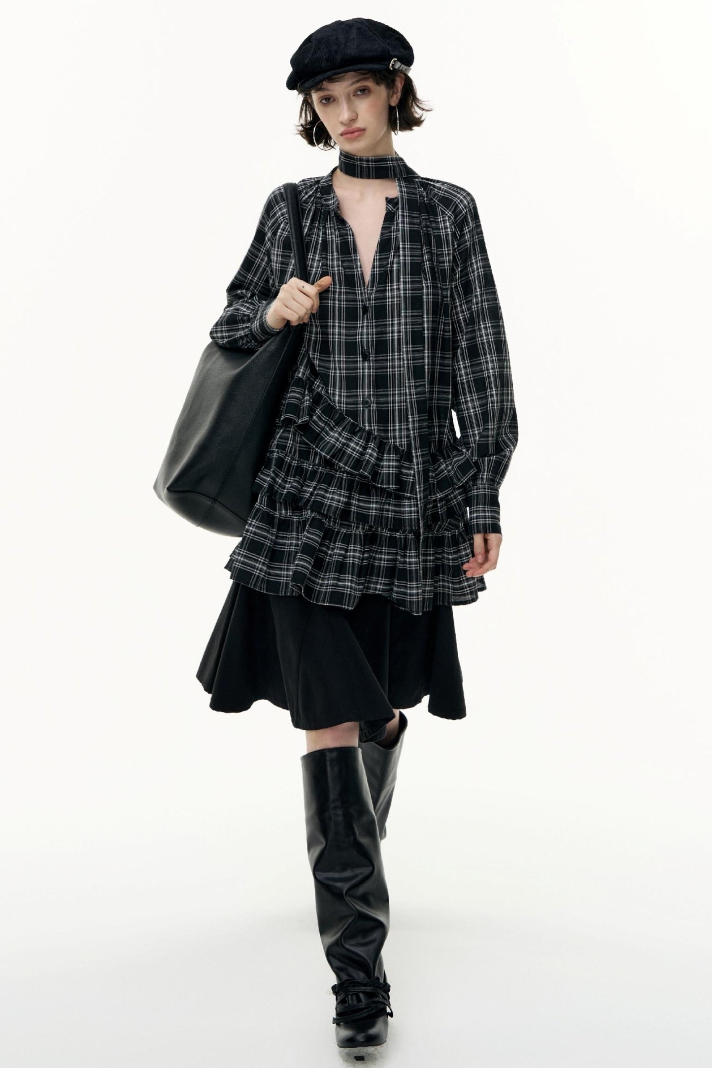 Salt Tea Plaid Shirt Dress