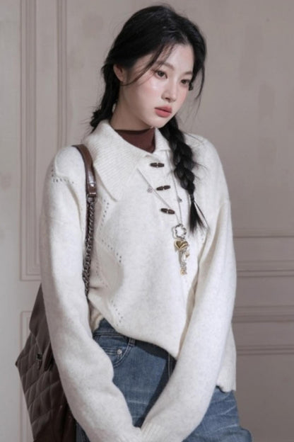 Asymmetrical Collar Knit Sweater