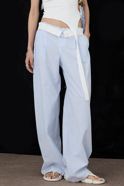 Blue Wide-Leg Pants