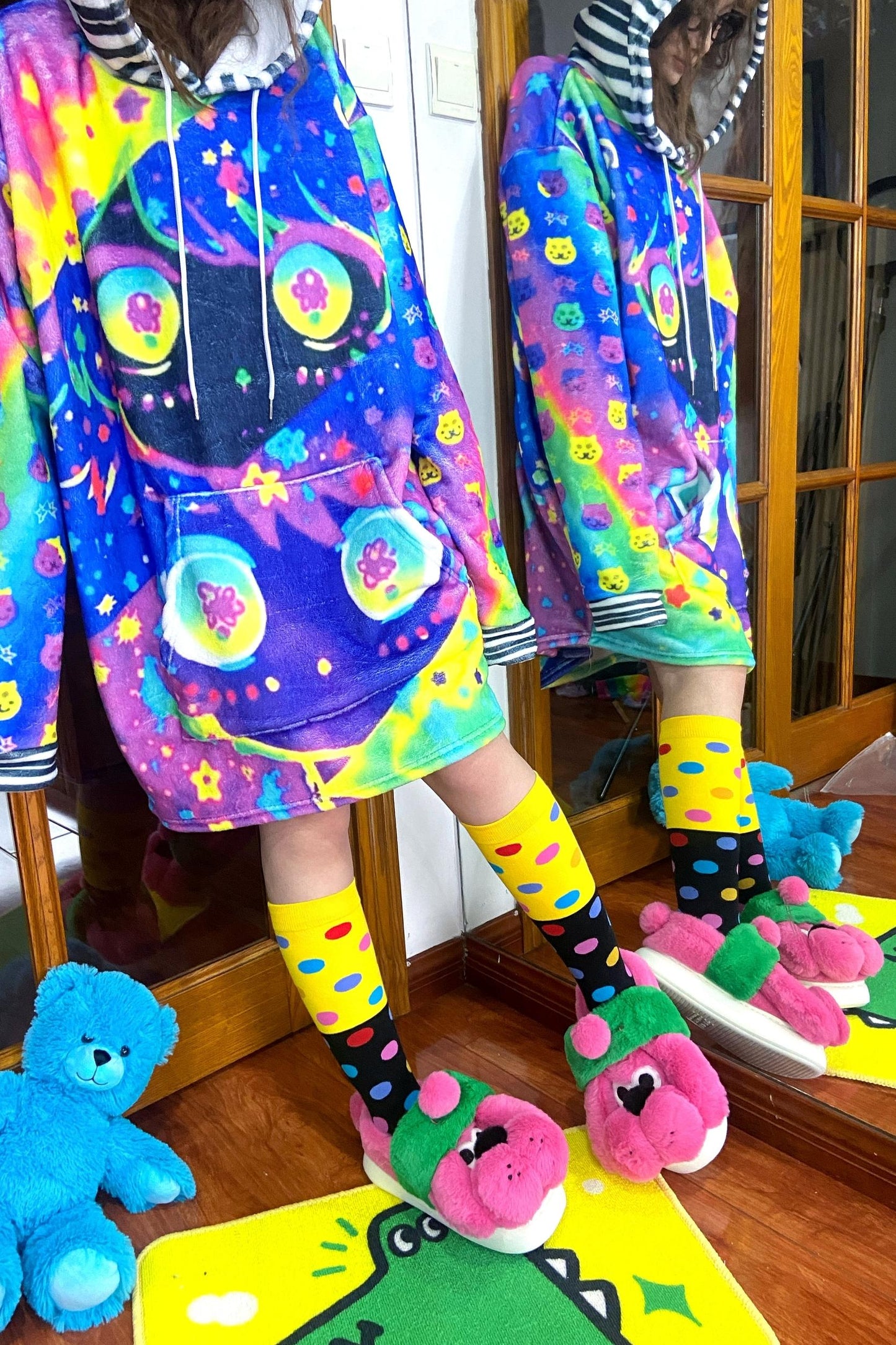 Color-Block Polka Dot Socks