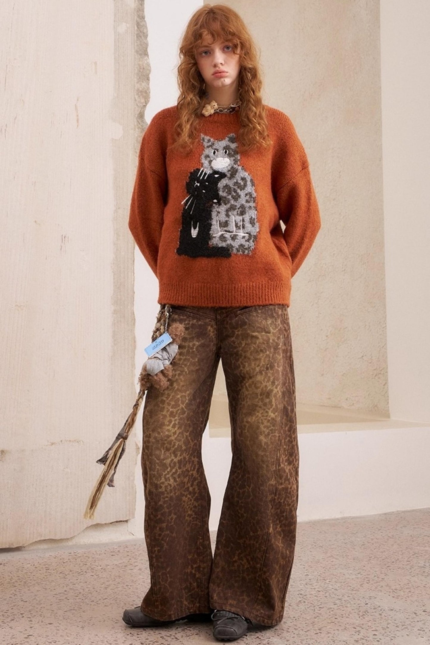 Embroidered Crew Neck Sweater