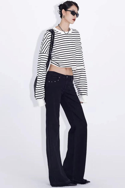 Black Rivet Flared Jeans