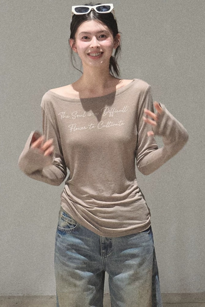 Printed Lyocell Linen Long Sleeve Top