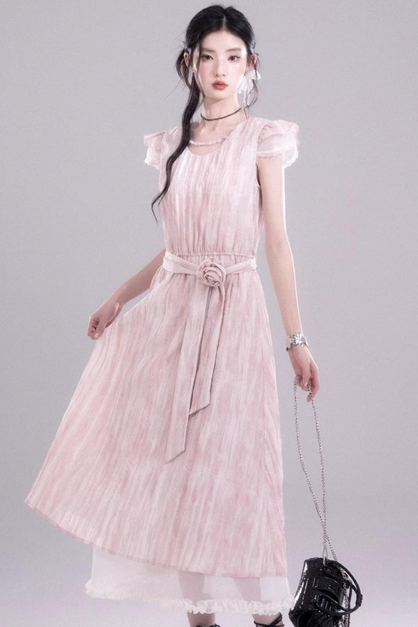 Rose Pleated Muscle Dress