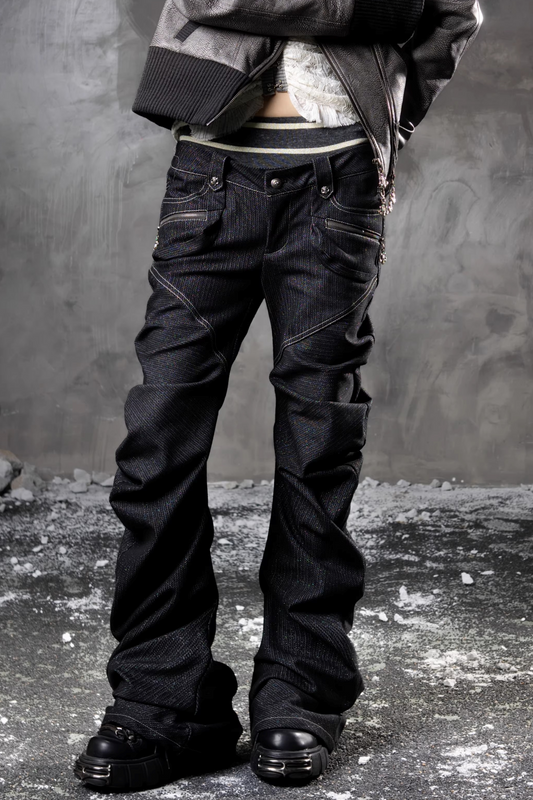 Double Waistband Denim Pants