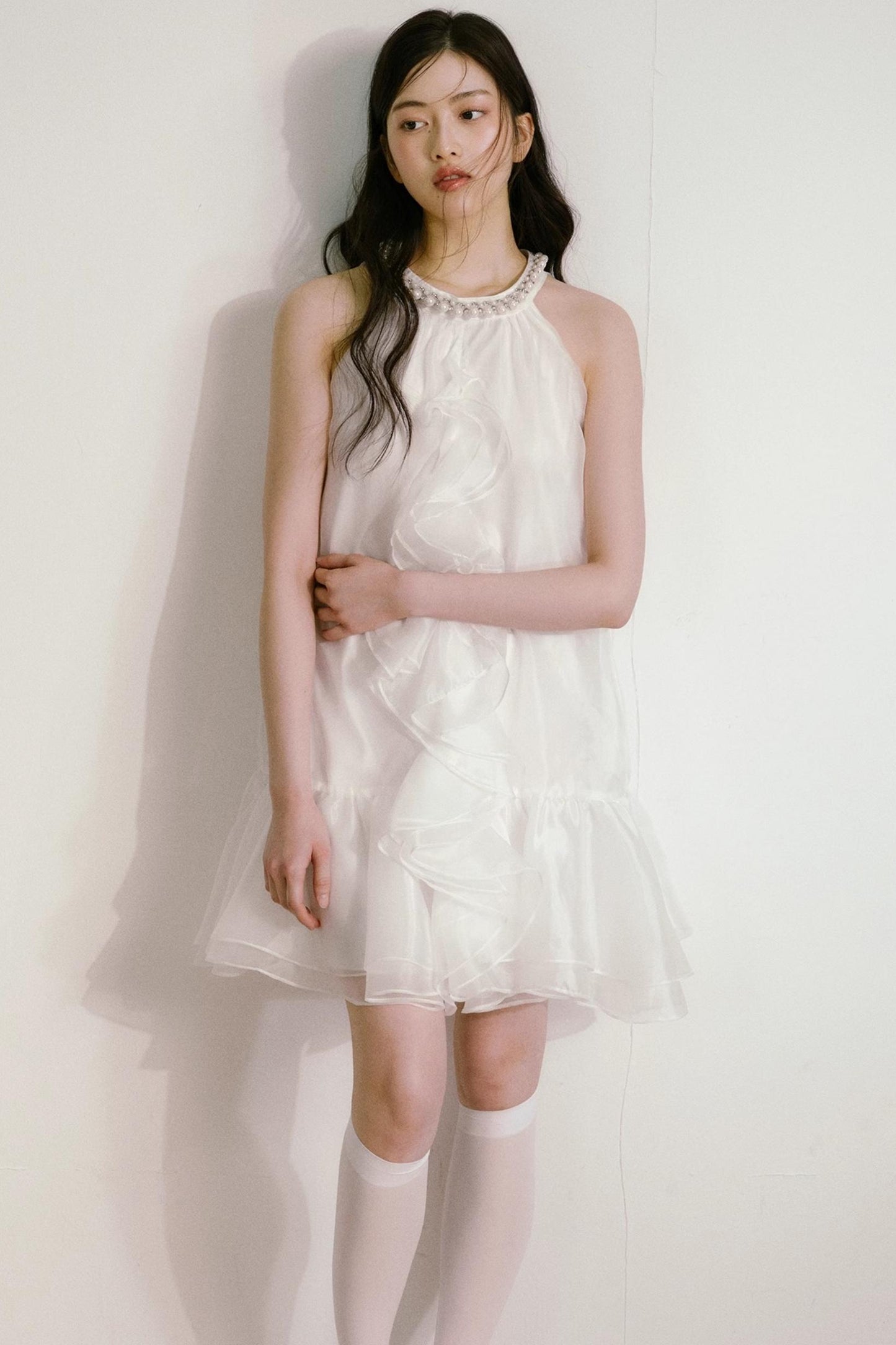Ethereal Pearl Organza Dress