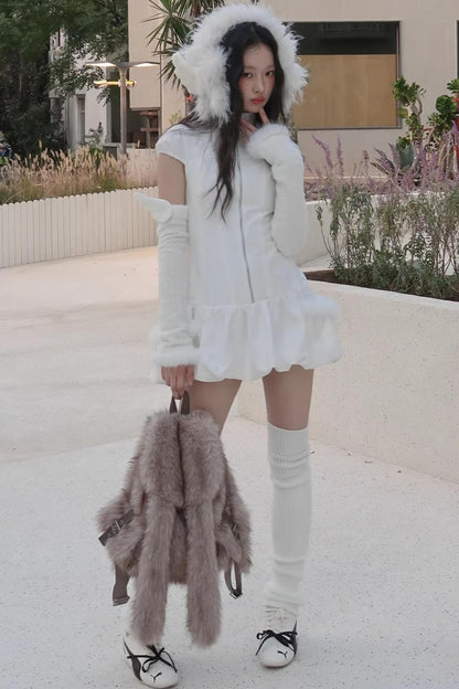 Furry Bunny Ears Backpack