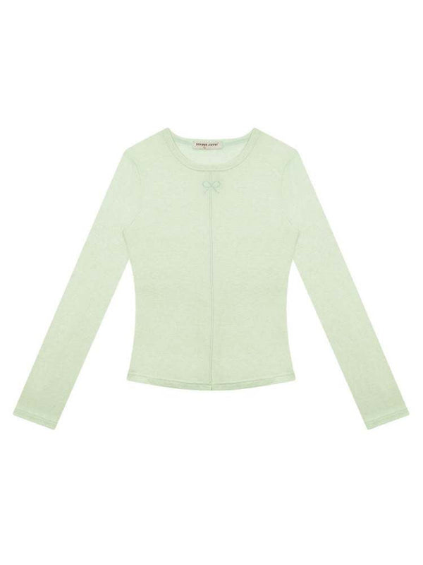 Bow Knot Semi-Sheer Slim Fit Bottoming Shirt