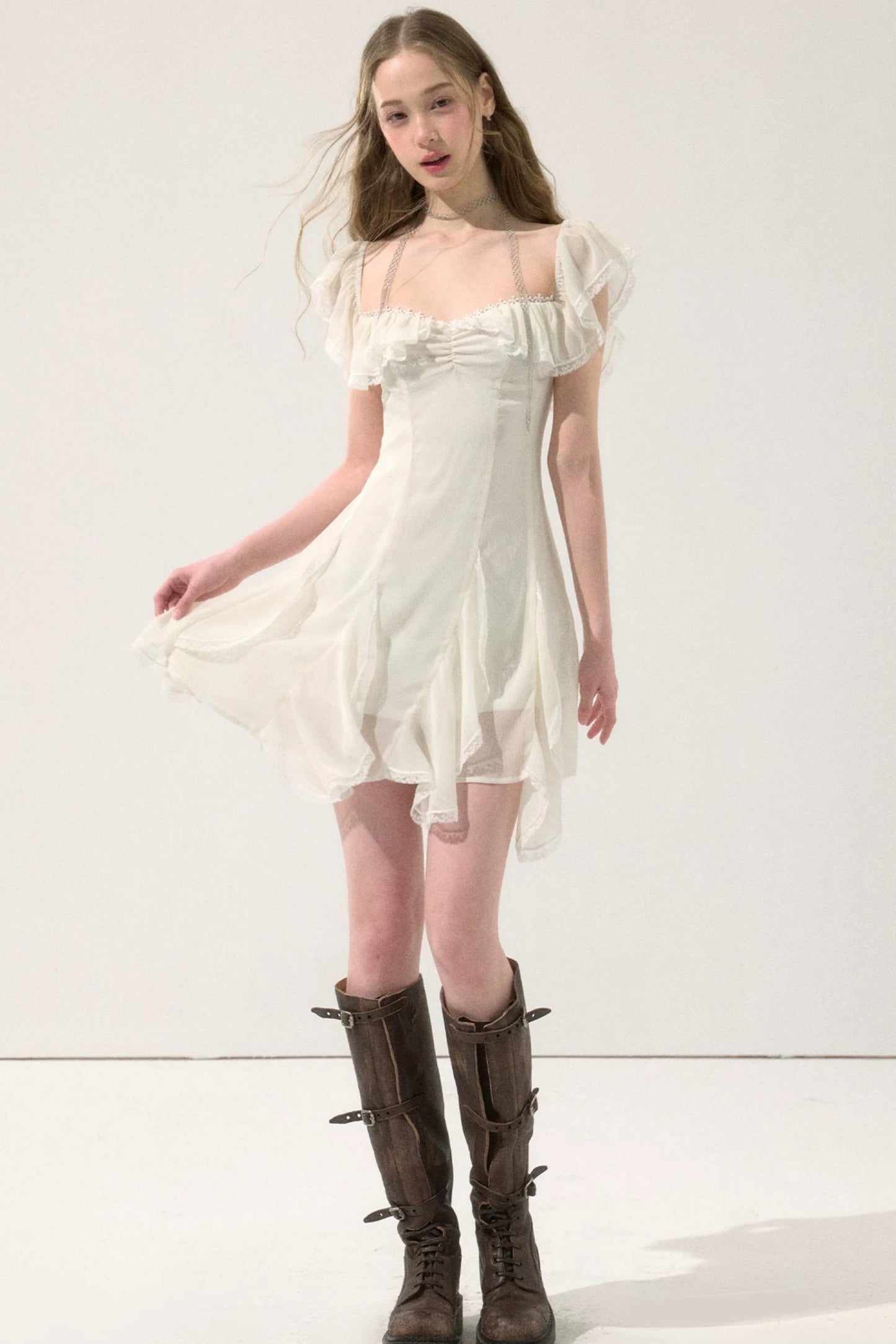 Fairy-Like Ruffled Lace Dress