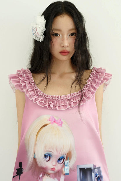 Pinkes Rüschen-Puppenkleid