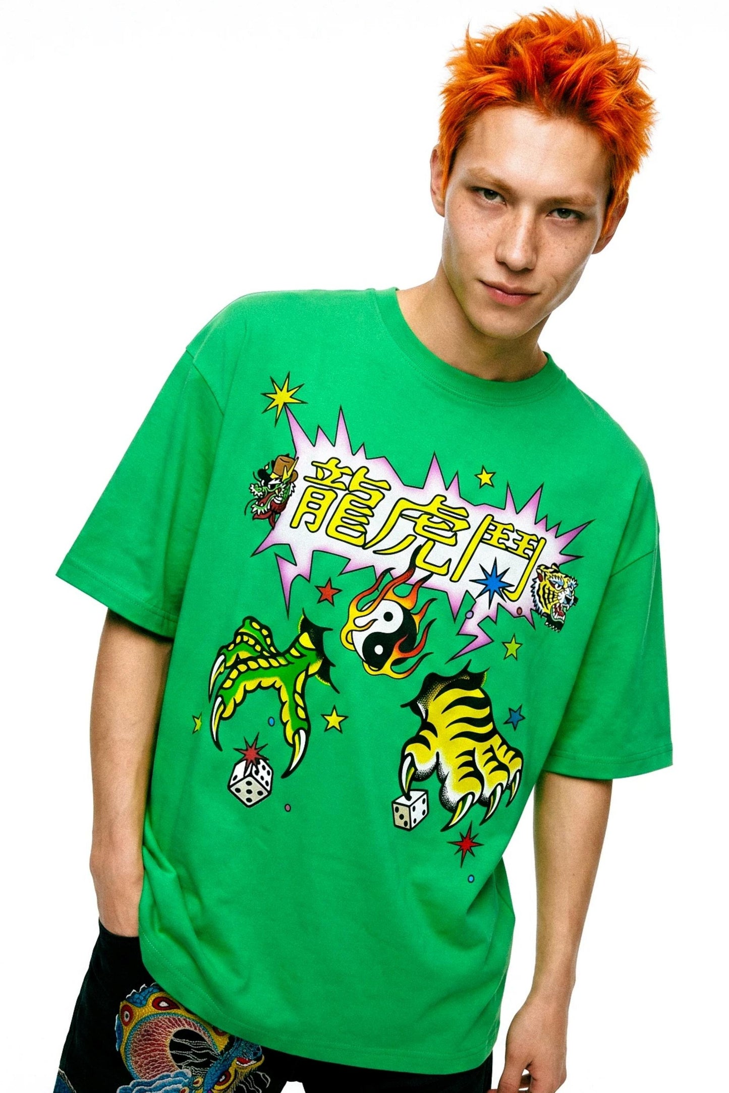 Drachen-Tiger-Hip-Hop-Oberteil