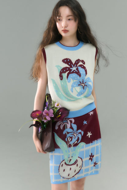 Original Lily Jacquard Tencel Vest Skirt Set-Up