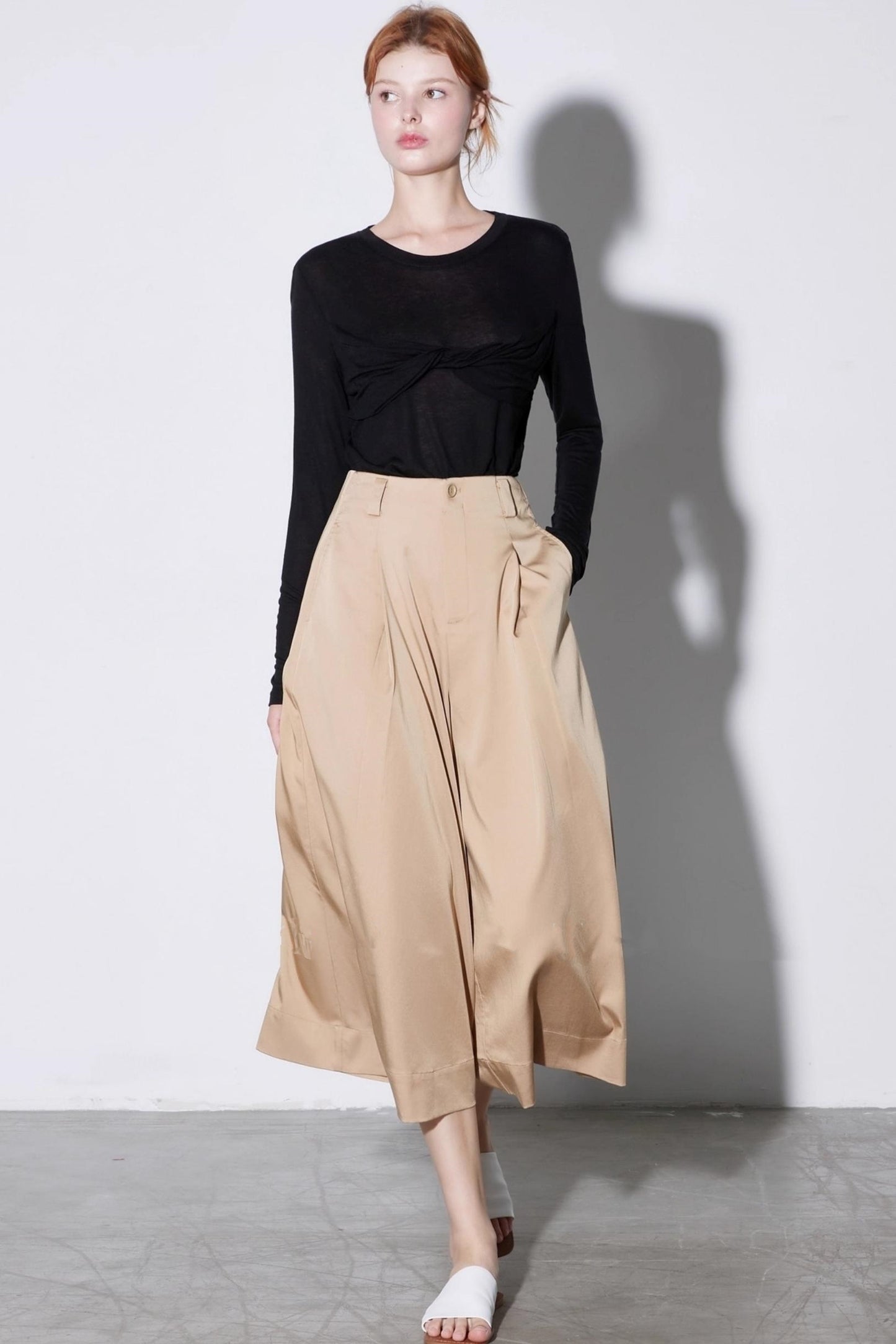 Cool Tencel High-waisted Wide-leg Pants