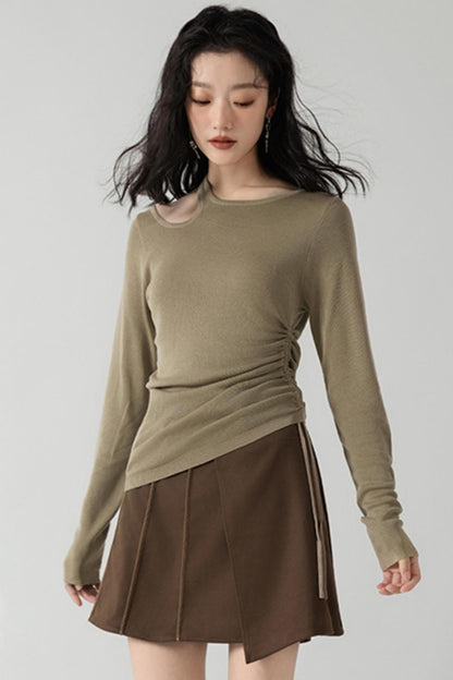 Drawstring Knitted Base Layer Top