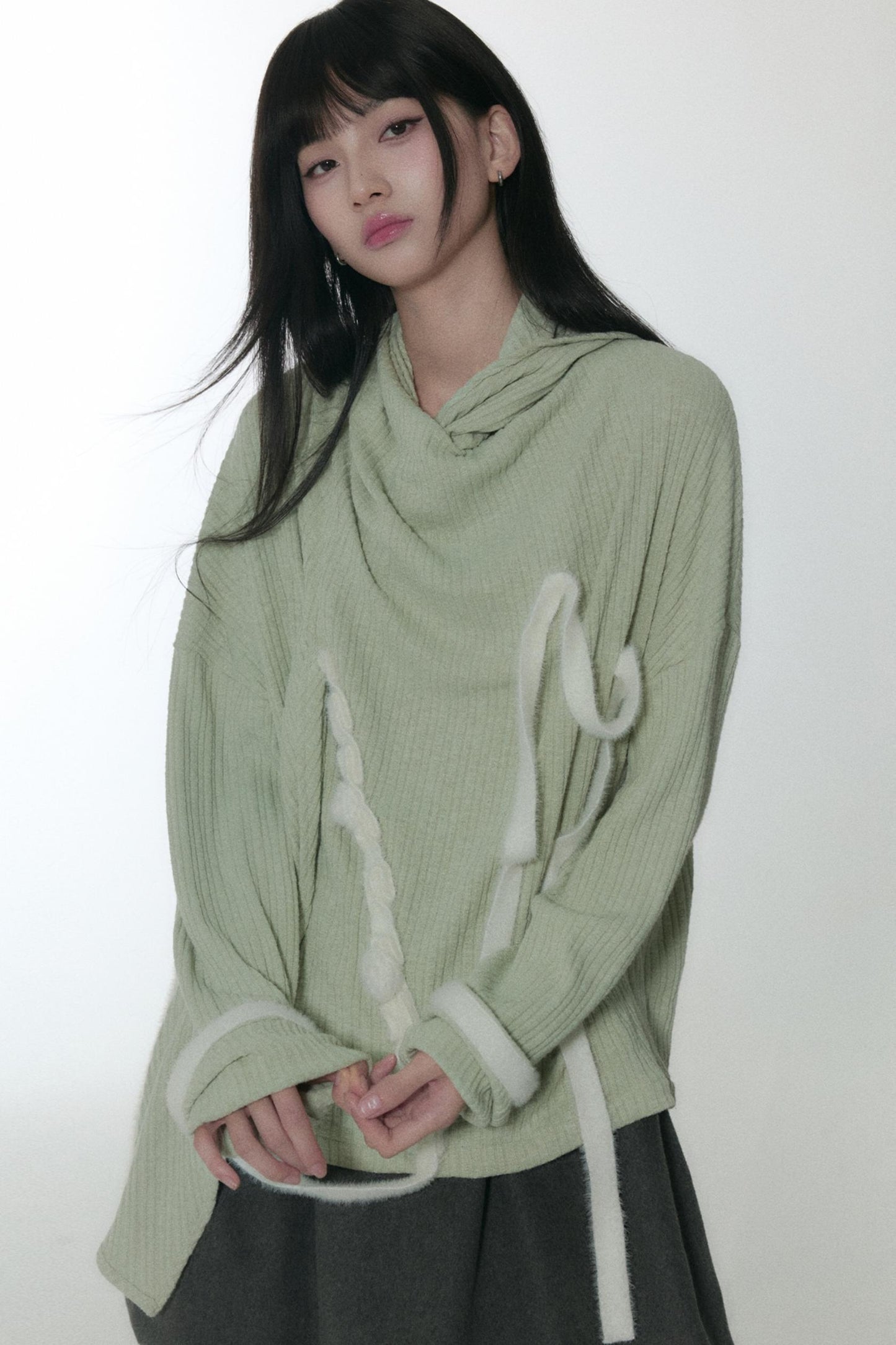 Green Velvet Stripe Sweater