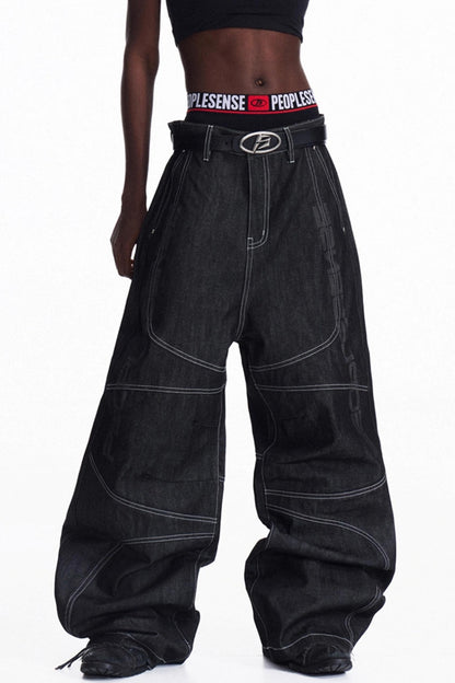 Red-Eared Wide-Leg Jeans